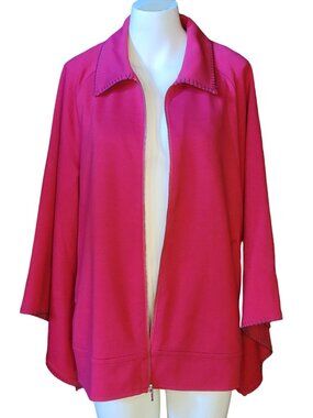 Vintage Twist Womens Hot Pink Bell Sleeve Zip Jacket Med Retro Statement Coat
